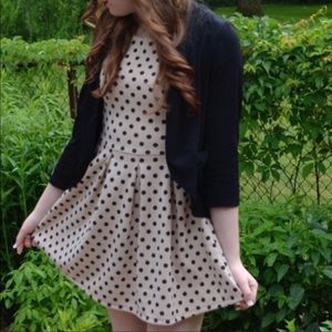 Sans Souci Polka Dot Dress- SZ L ,Cream/Black